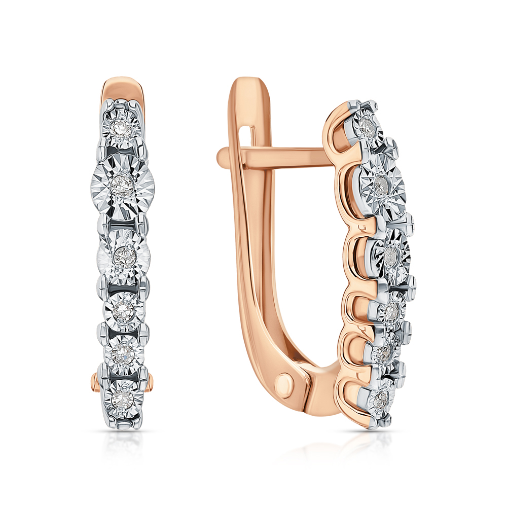 Золотые серьги с бриллиантами природными