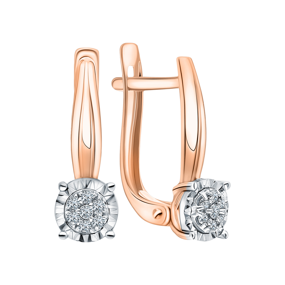 Золотые серьги с бриллиантами природными