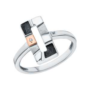 Серебряное кольцо с бриллиантами природными