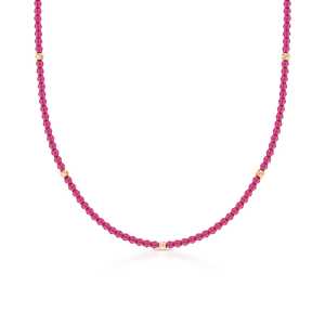 Золотое шейное украшение с рубинами выращенными