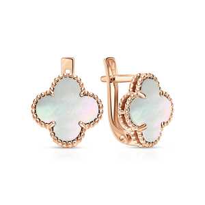 Золотые серьги с перламутром природным