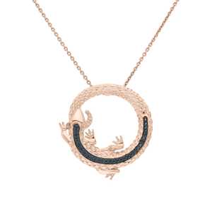 Золотая подвеска с бриллиантами чёрными природными