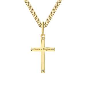 Золотой крестик с бриллиантами природными