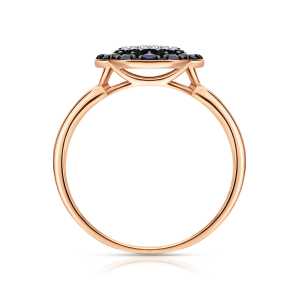 Золотое кольцо с бриллиантами природными и сапфирами природными