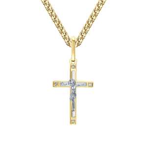 Золотой крестик с бриллиантами природными