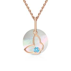 Золотая подвеска с перламутром природным и топазами природными