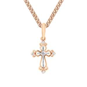 Золотой крестик с бриллиантами природными